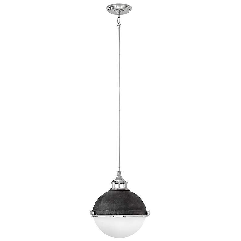 Image 1 Fletcher 13 1/2" Wide Aged Zinc Pendant Light