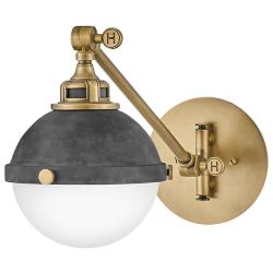 Fletcher 9 1/4" High Aged Zinc Brass Adjustable Wall Sconce