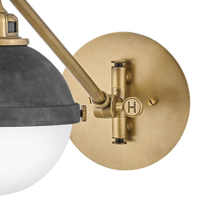 Image 2 Fletcher 9 1/4" High Aged Zinc Brass Adjustable Wall Sconce more views