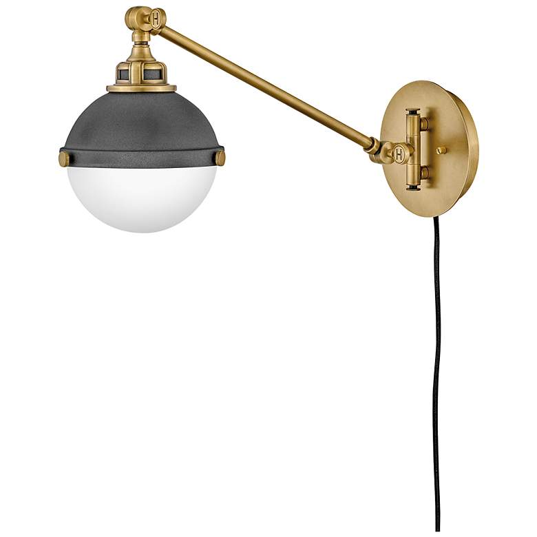 Image 5 Fletcher 9 1/4" High Aged Zinc Brass Adjustable Wall Sconce more views