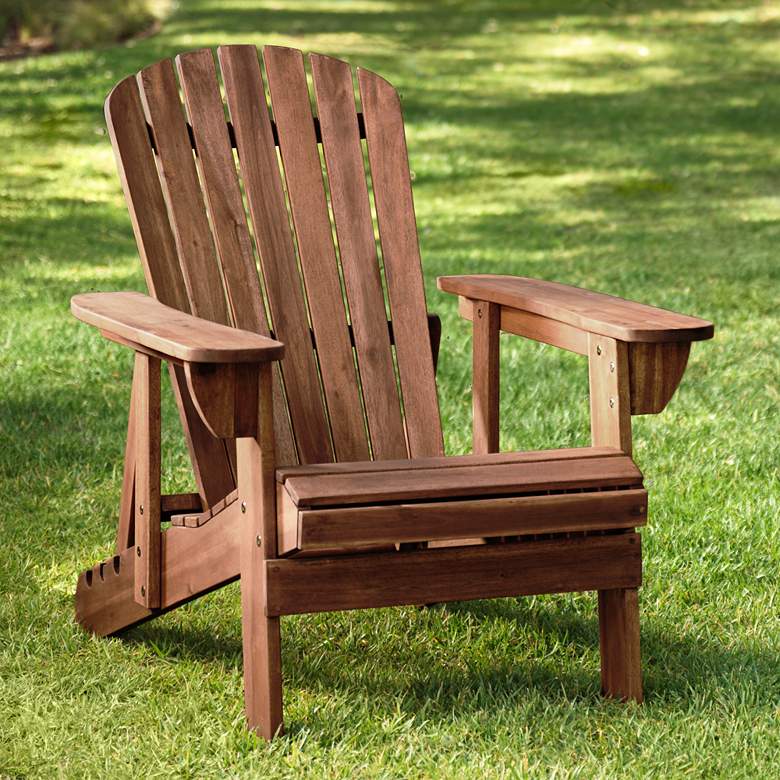 Image 2 Fletcher Dark Wood Outdoor Reclining Adirondack Chair