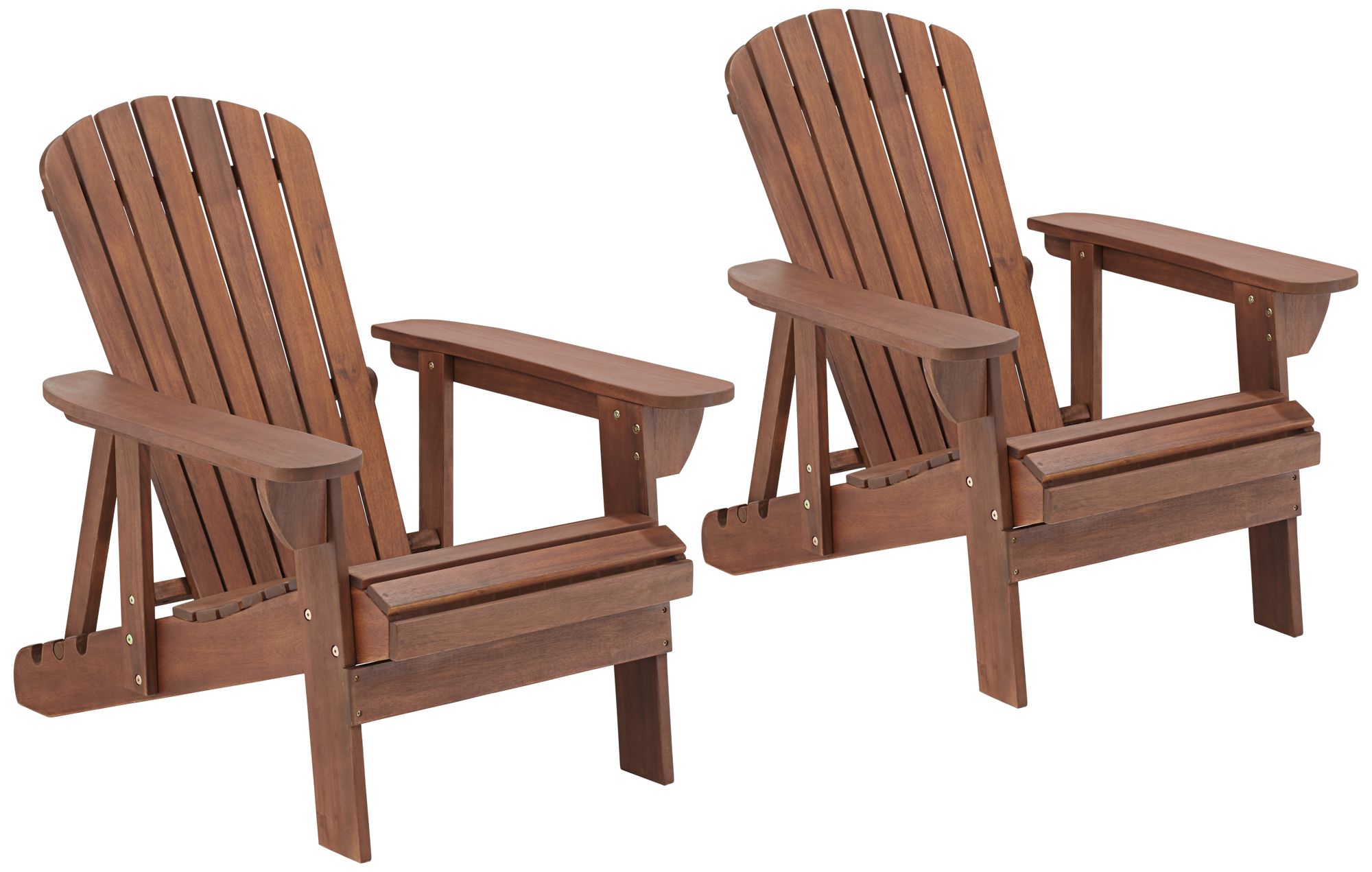 Fletcher Dark Wood Outdoor Reclining Adirondack Chairs Set of 2