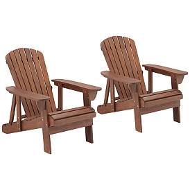 Image1 of Fletcher Dark Wood Outdoor Reclining Adirondack Chairs Set of 2