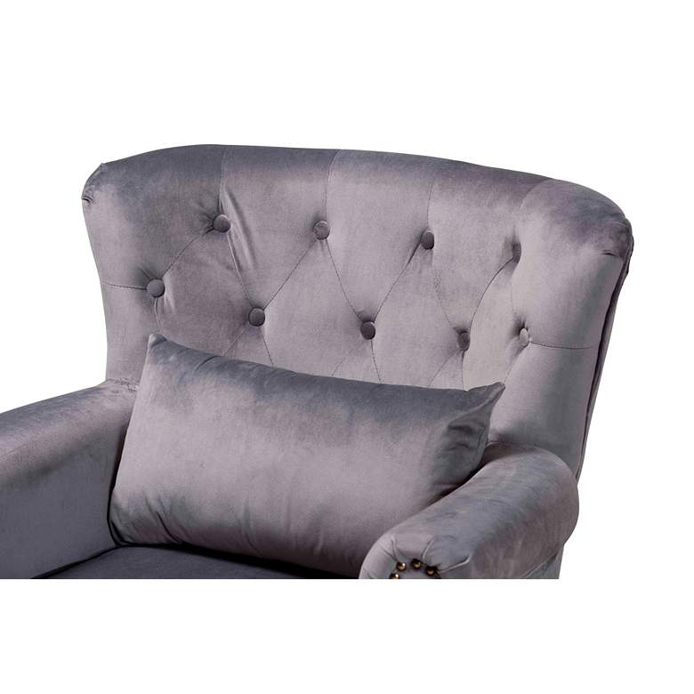 Image 3 Fletcher Gray Velvet Fabric Tufted Accent Armchair more views