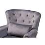 Fletcher Gray Velvet Fabric Tufted Accent Armchair