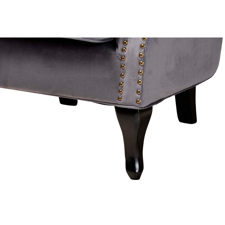 Image 5 Fletcher Gray Velvet Fabric Tufted Accent Armchair more views