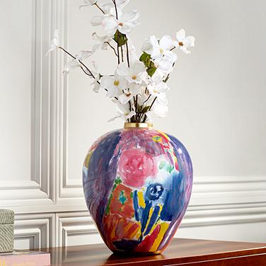 Fleur 13" High Purple and Pink Ceramic Decorative Vase