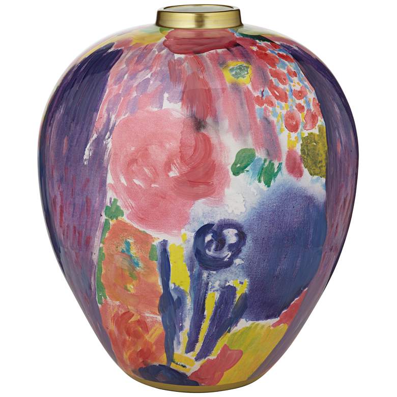 Image 2 Fleur 13" High Purple and Pink Ceramic Decorative Vase