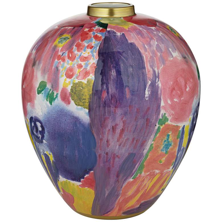 Image 5 Fleur 13" High Purple and Pink Ceramic Decorative Vase more views
