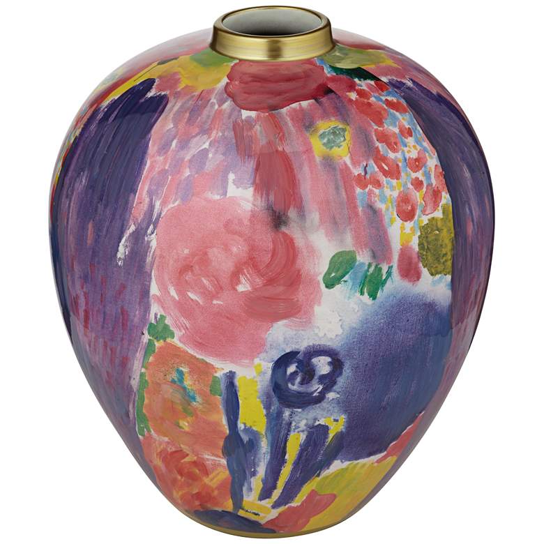 Image 6 Fleur 13" High Purple and Pink Ceramic Decorative Vase more views