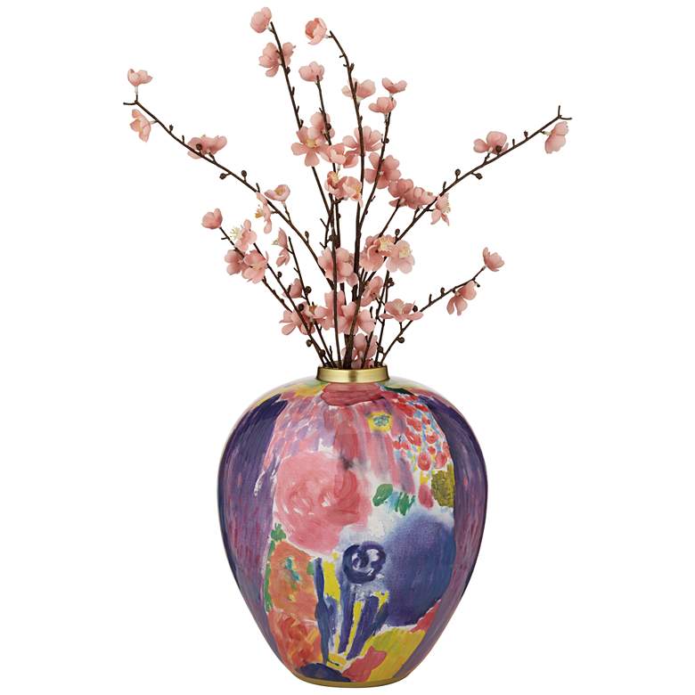 Image 7 Fleur 13" High Purple and Pink Ceramic Decorative Vase more views