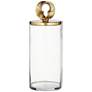 Fleur 16" High Shiny Gold and Clear Glass Jar with Lid