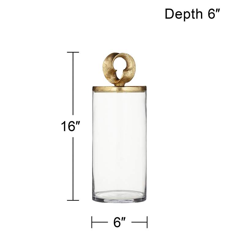 Image 5 Fleur 16" High Shiny Gold and Clear Glass Jar with Lid more views