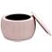 Fleur Blush Pleated Velvet Round Storage Ottoman