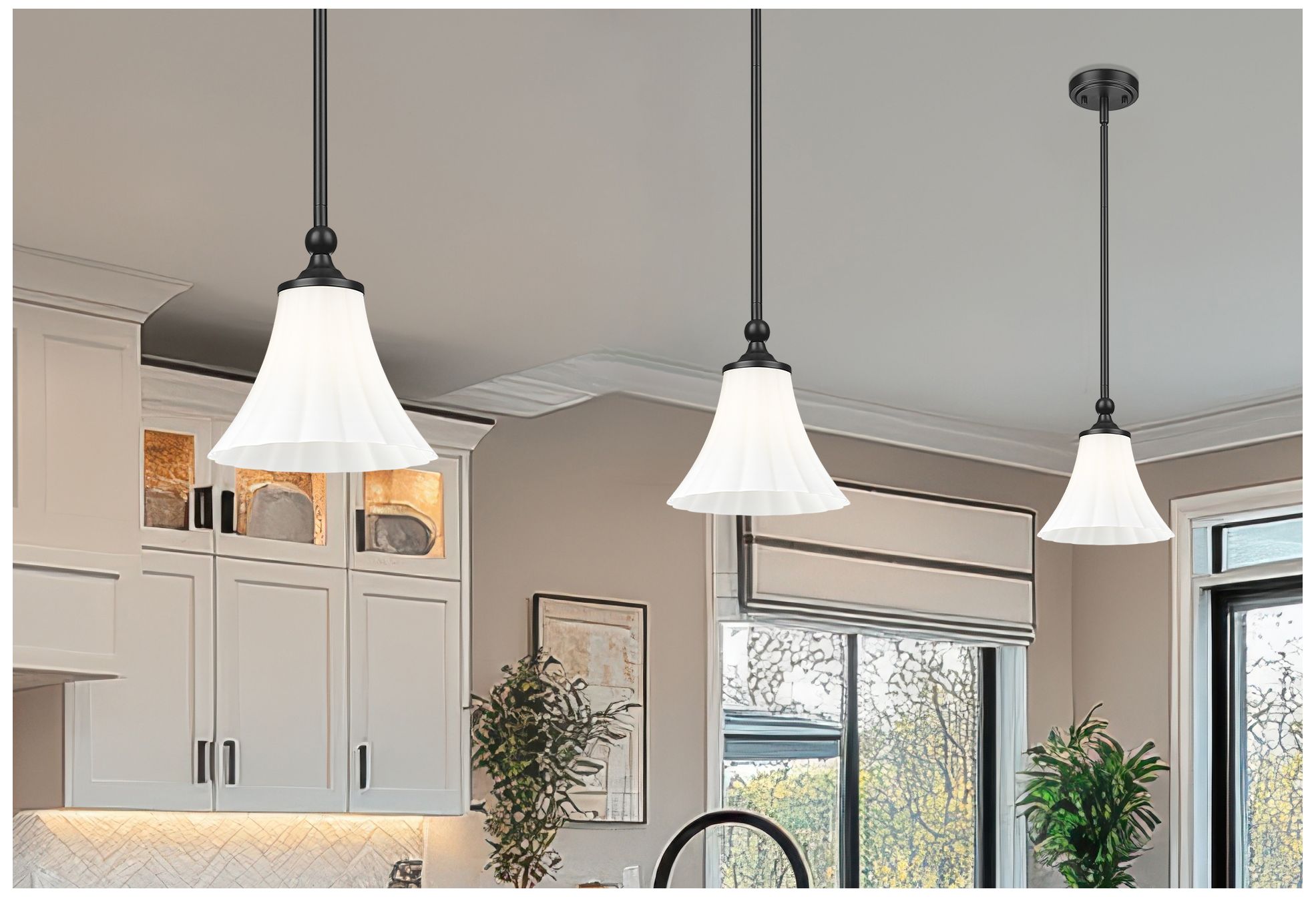 Image 2 Fleur by Z-Lite 8 inch Matte Black 1 Light Pendant more views