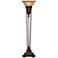 Fleur-de-Lis Champagne Glass and Bronze Torchiere Floor Lamp