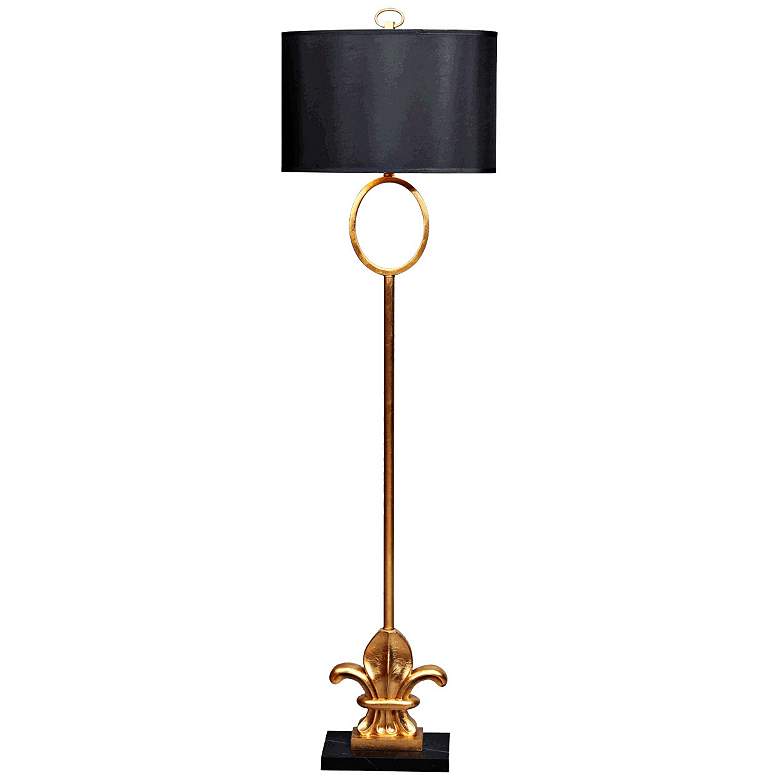 Image 1 Fleur-de-Lis Gold Leaf Metal and Marble Floor Lamp