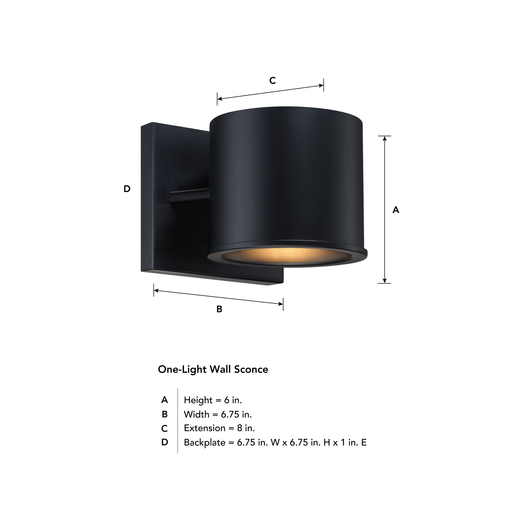 Fleur Oasis 6.75 in. 1-Light Matte Black Indoor Wall Sconce