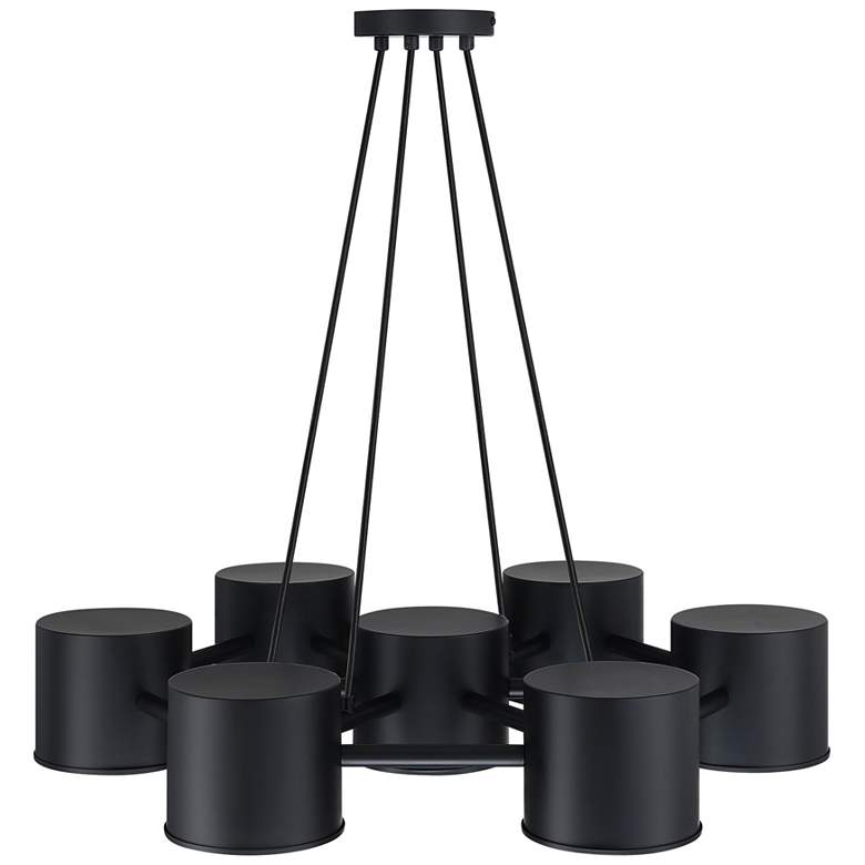 Image 1 Fleur Oasis 7-Light Matte Black Industrial Cannister Chandelier