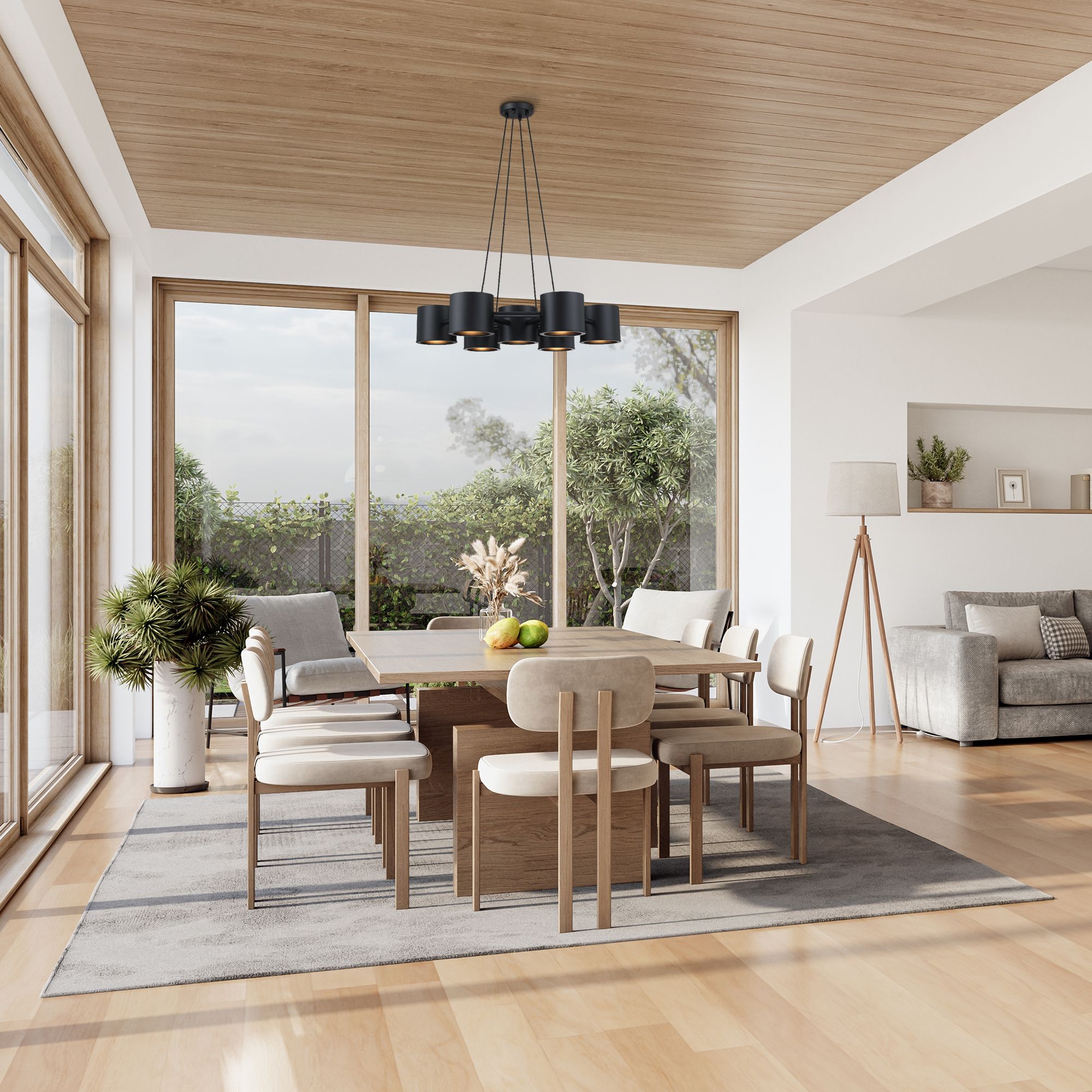 Image 6 Fleur Oasis 7-Light Matte Black Industrial Cannister Chandelier more views