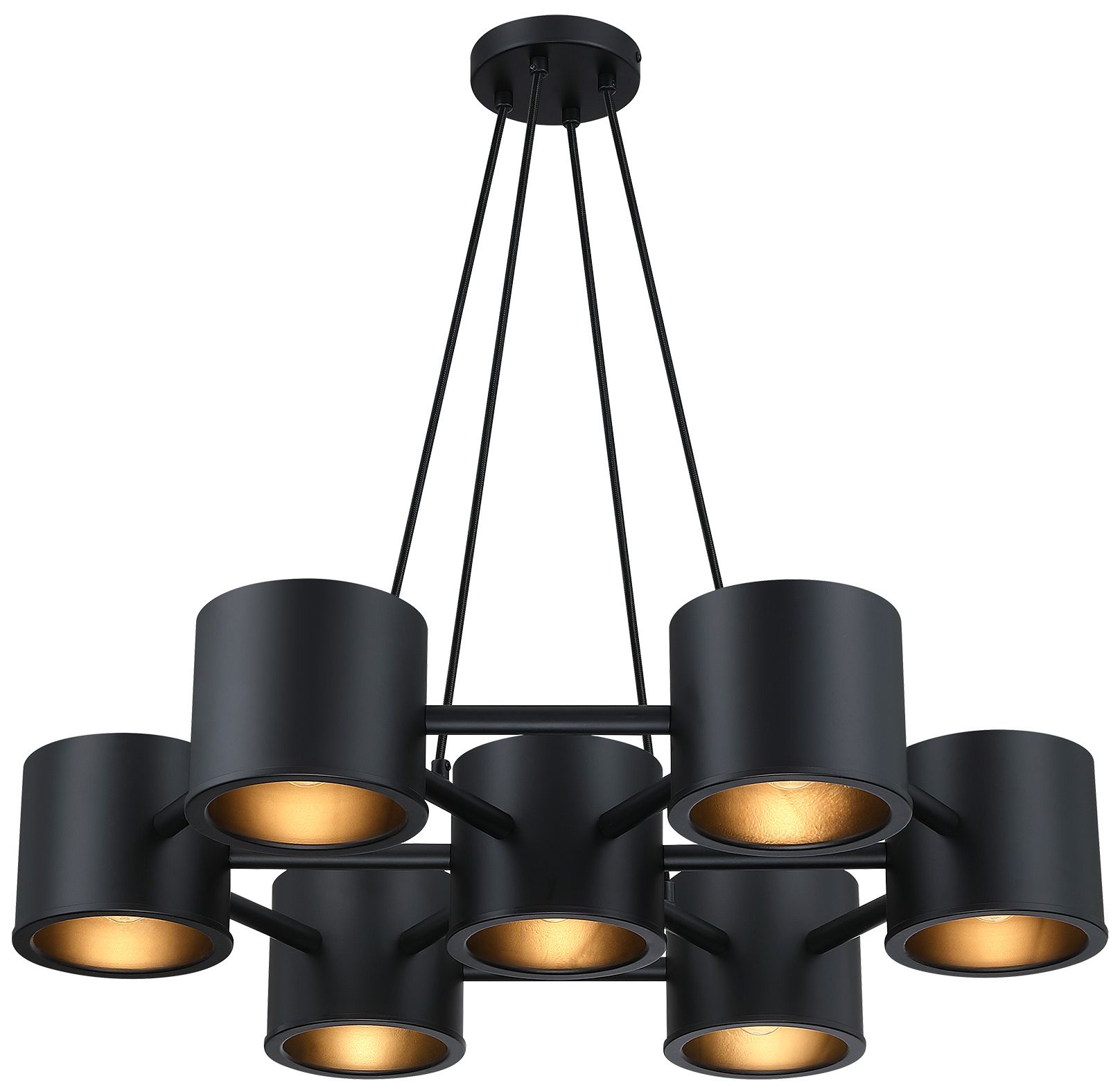 Image 7 Fleur Oasis 7-Light Matte Black Industrial Cannister Chandelier more views