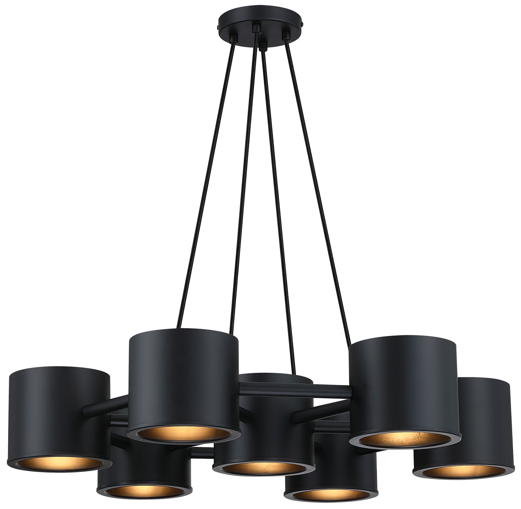 Fleur Oasis 7-Light Matte Black Industrial Cannister Chandelier