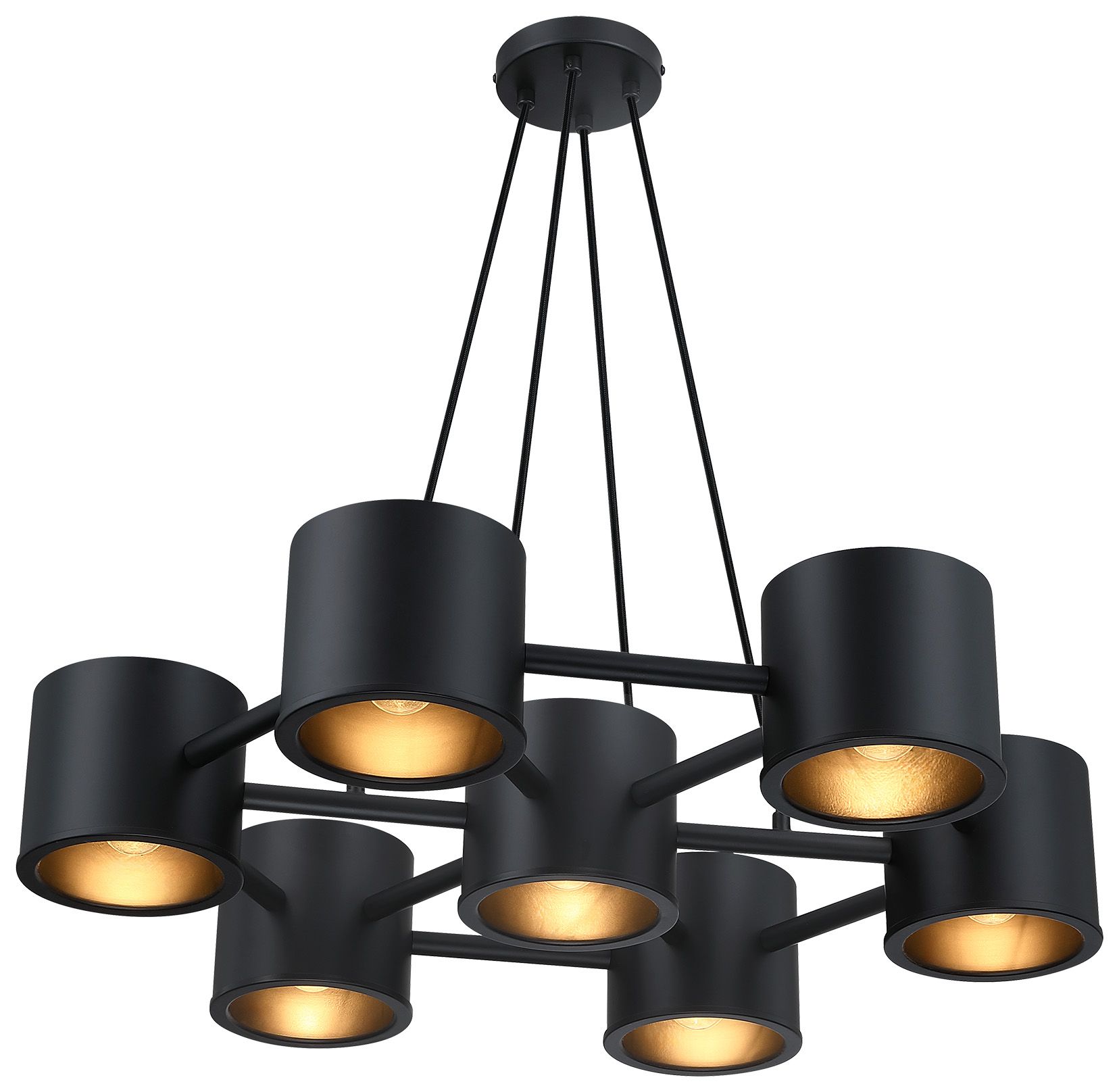 Fleur Oasis 7-Light Matte Black Industrial Cannister Chandelier
