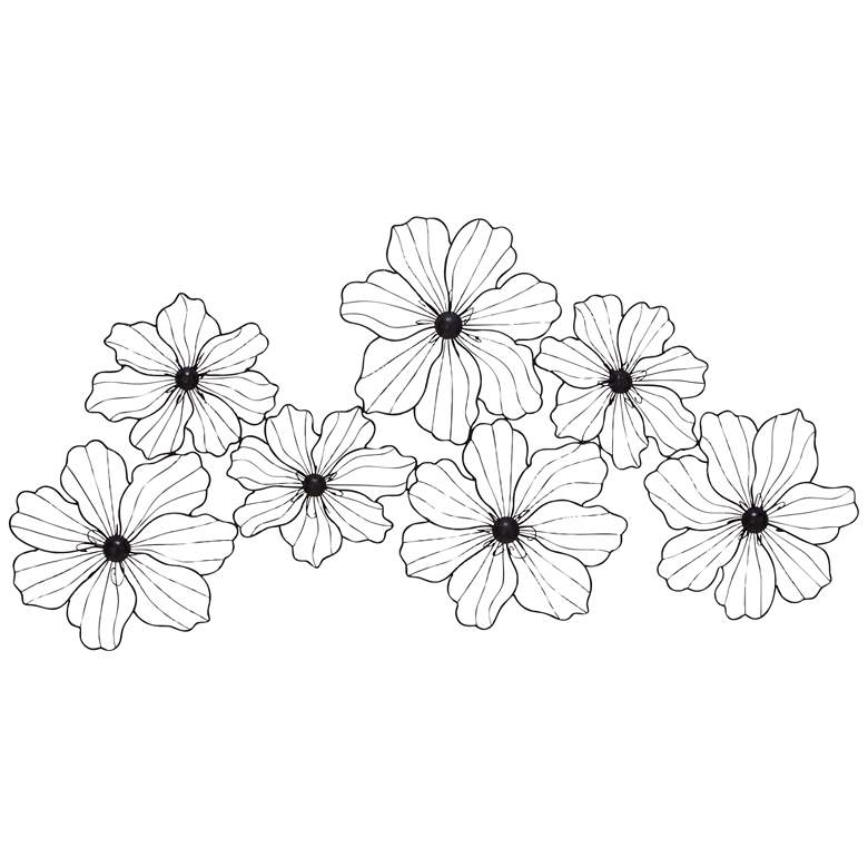 Image 1 Fleur Textured Black 43" Wide Metal Wall Art