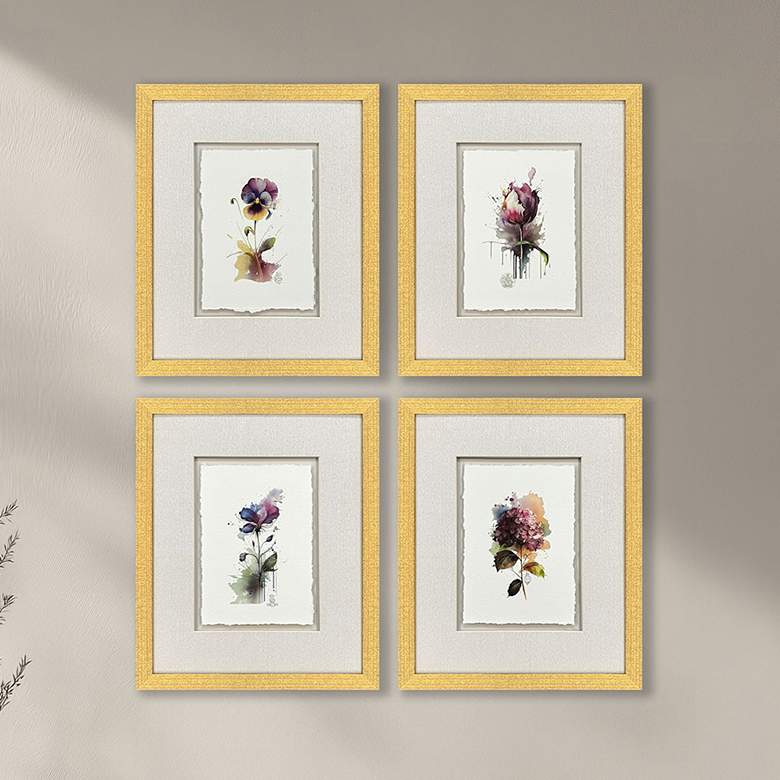 Image 1 Fleurs 16"W x 19"H Framed Art - Set of 4