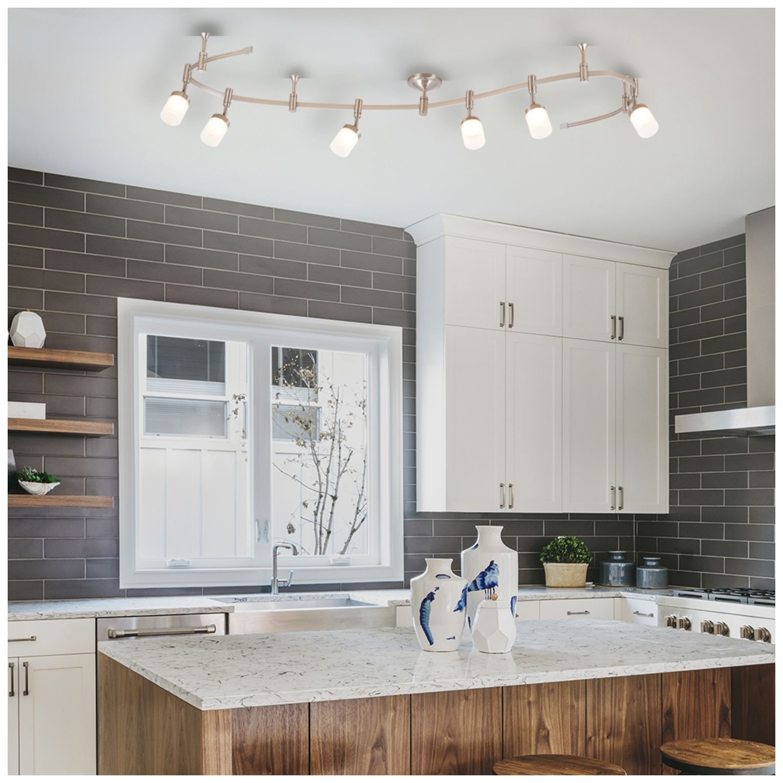 Image 6 Flex Track 6-Light Brushed Nickel Adjustable LED Track Light more views