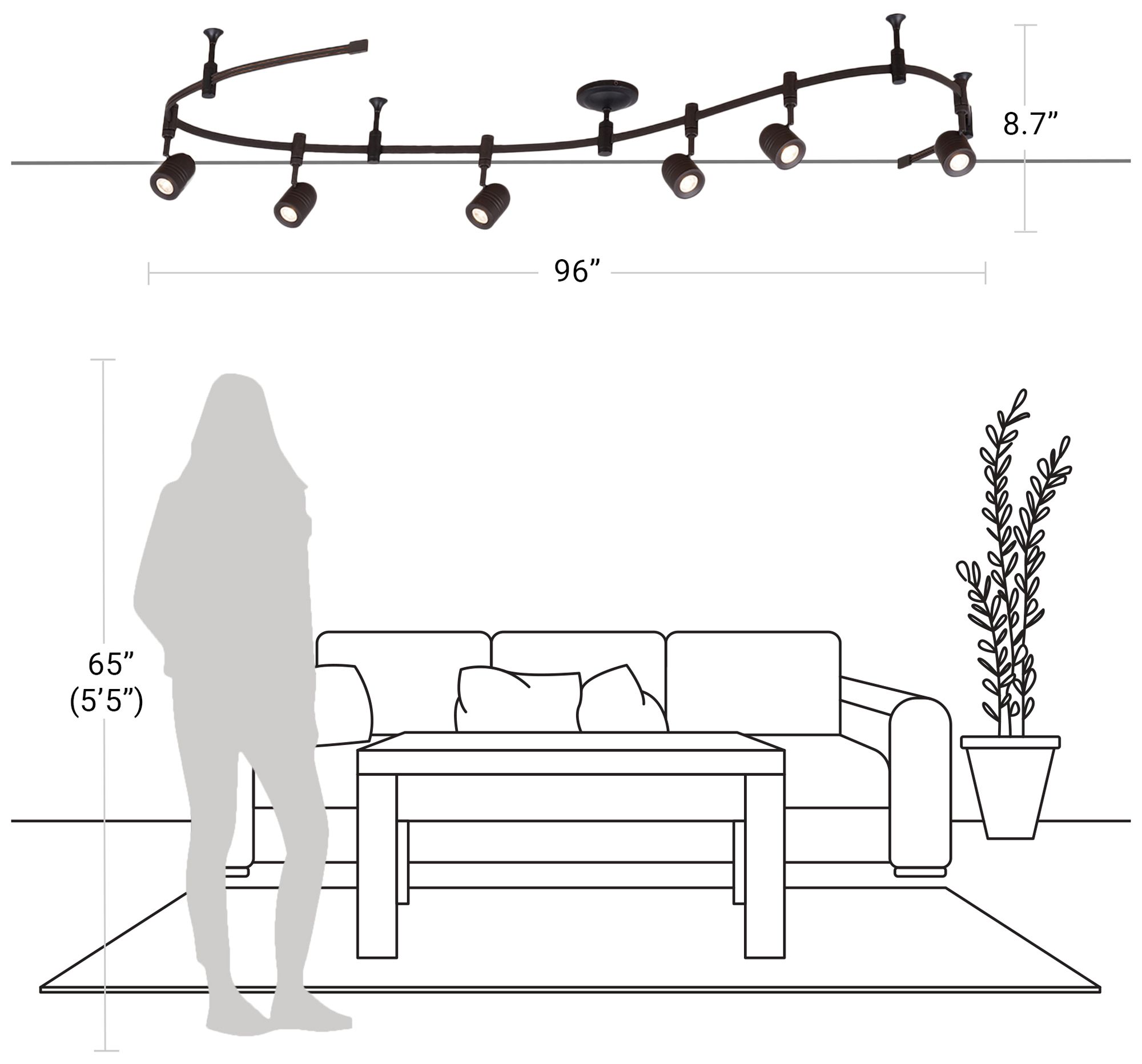 Flex Track 96" Wide Bronze S-Wave LED Track Fixture