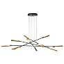 Flight 73.2" Wide 10-Light Black Pendant With Modern Brass Shade
