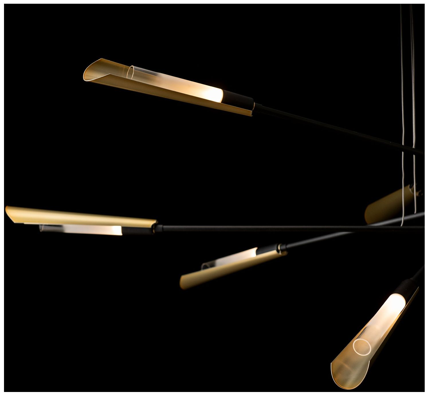 Image 2 Flight 73.2" Wide 10-Light Black Pendant With Modern Brass Shade more views