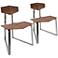 Flight Walnut Wood and Chrome Accent Chair Set of 2