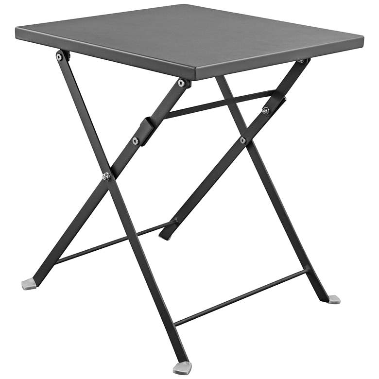 Image 2 Flint Powder-Coated Gray Metal Folding Side Table