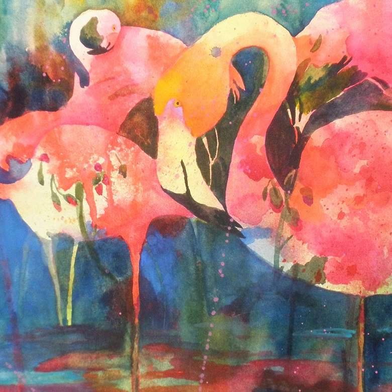 Image 2 Flirty Flamingos 40"W All-Weather Outdoor Canvas Wall Art more views