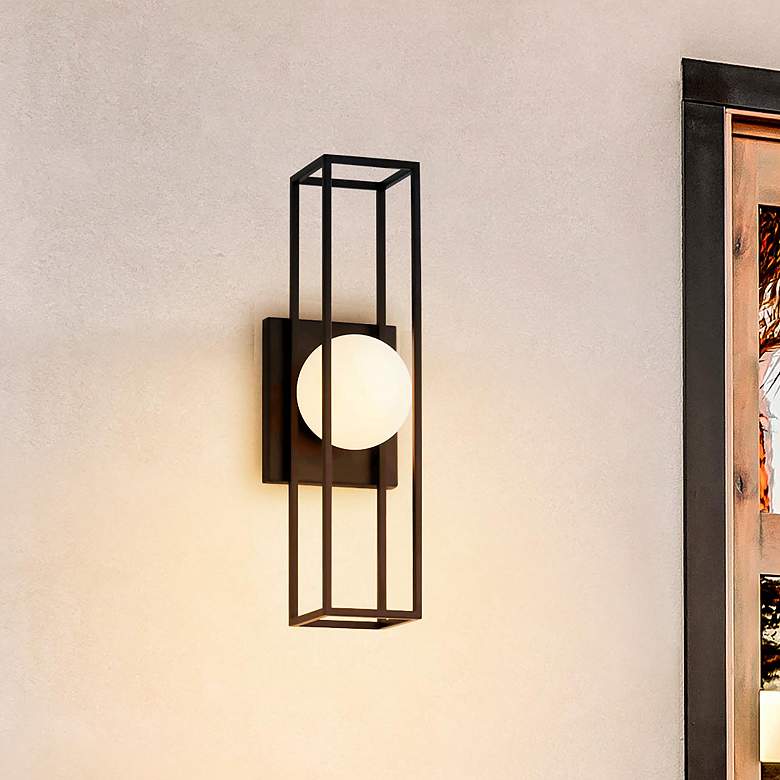 Image 2 Float 18"H Matte Black LED Indoor/Outdoor Wall Sconce