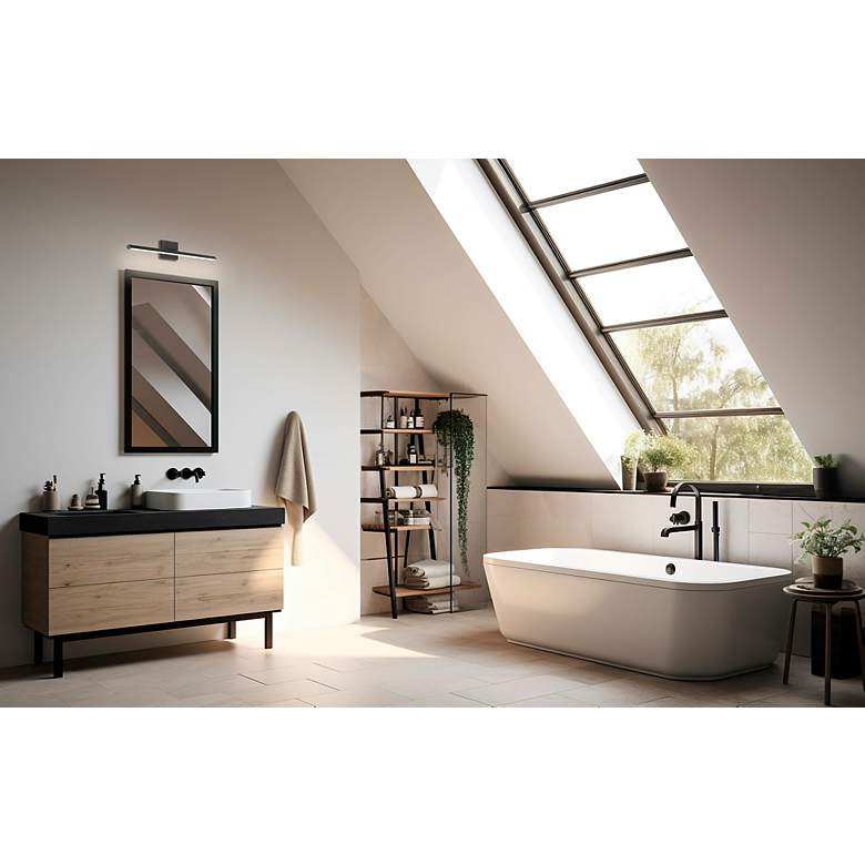 Image 3 Float 24 1/4" Wide Matte Black LED Vanity Bath Light more views