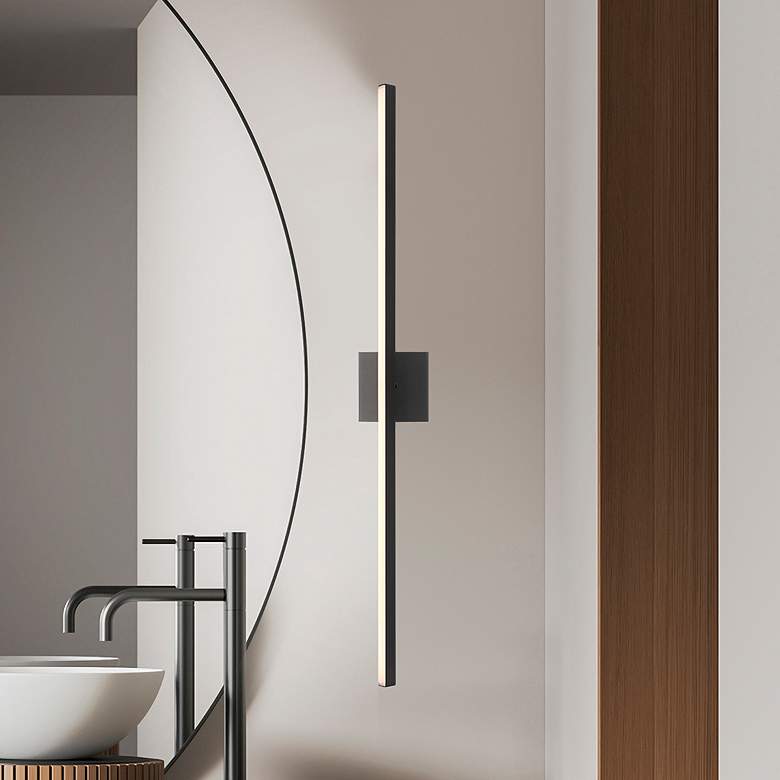 Image 1 Float 36" Wide Matte Black Adjustable LED Vanity Bath Light
