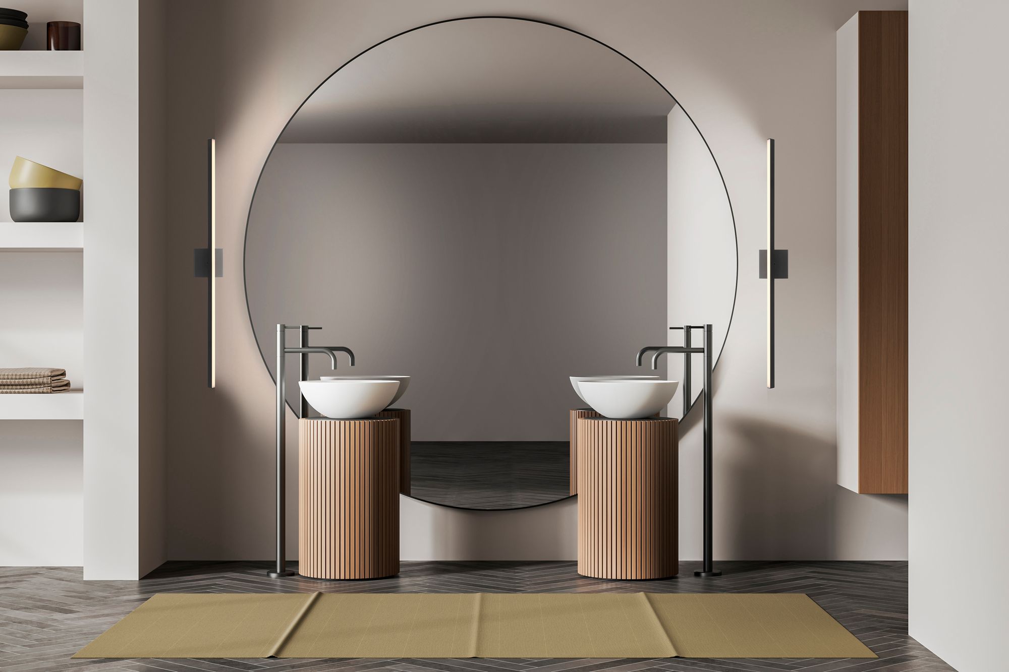 Float 36" Wide Matte Black Adjustable LED Vanity Bath Light