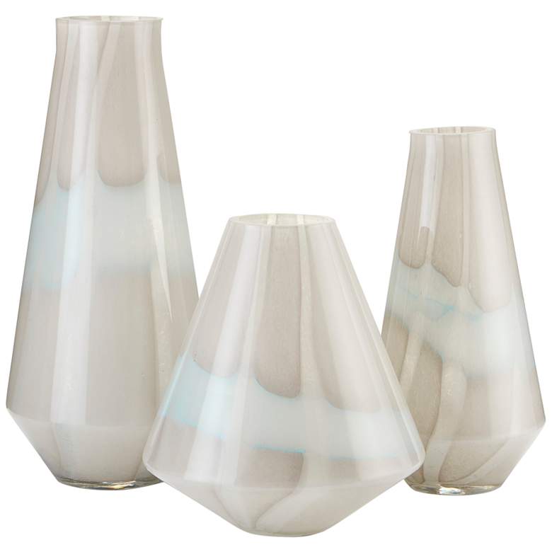 Image 1 Floating Cloud Light Gray and White Glass Vases Set of 3