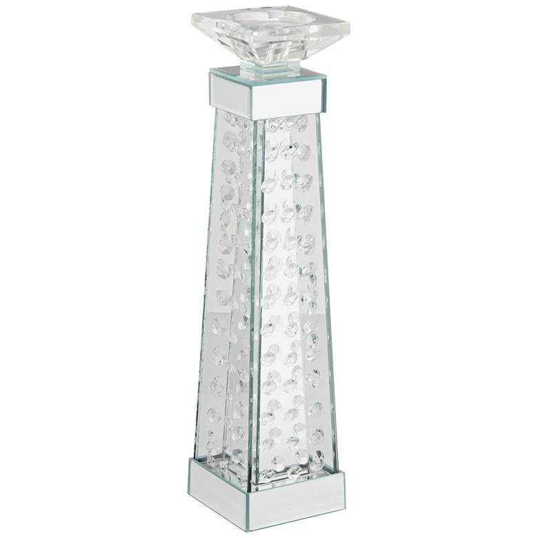 Image 1 Floating Crystal and Mirrored Glass Pillar Candle Holder
