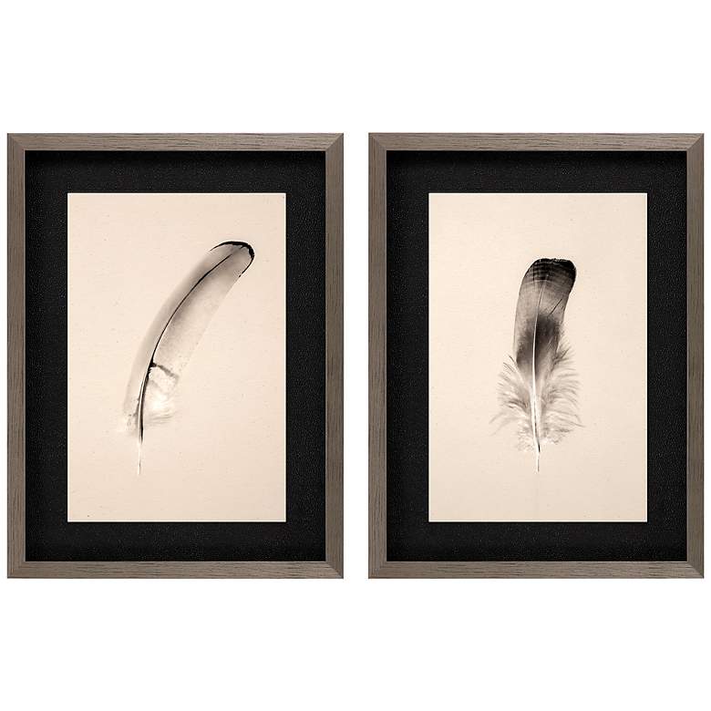 Image 3 Floating Feathers II 25"H 2-Piece Giclee Framed Wall Art Set