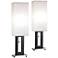 Floating Rectangle Brushed Nickel Modern Table Lamps Set of 2