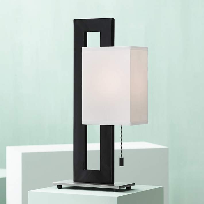 Weerkaatsing Aas Veeg Floating Square Black Modern Table Lamp - #84182 | Lamps Plus
