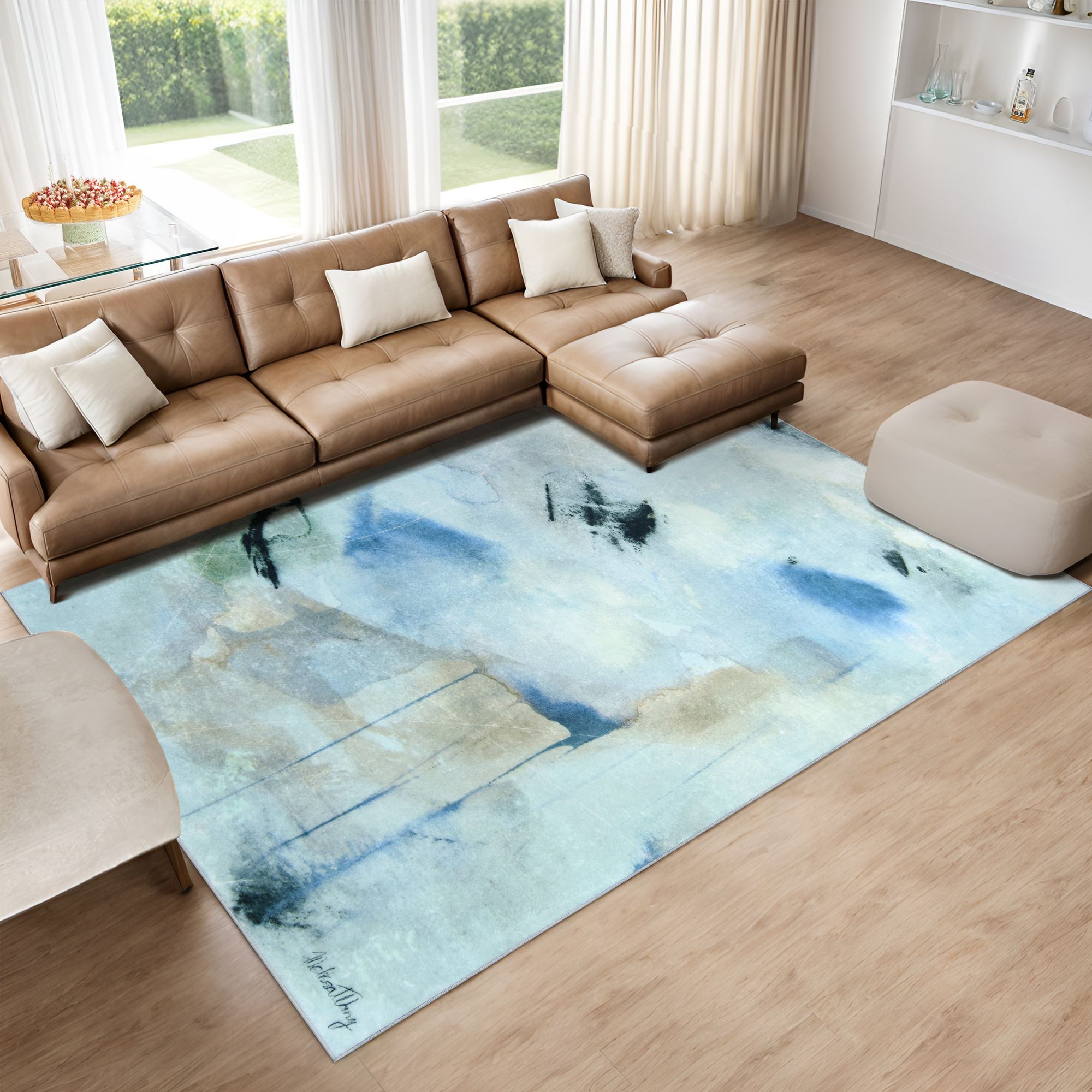 Image 3 Floating Stars 8'x10'Hand Washable Abstract Power-loomed Art Area Rug more views