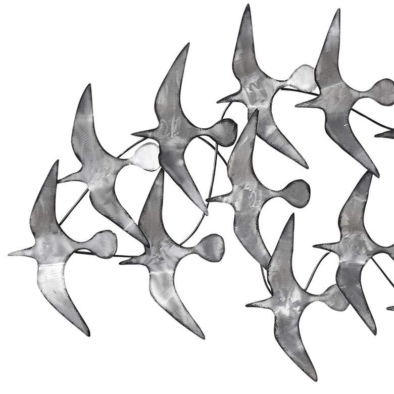 Image 4 Flock 52" Wide Silver Etched Metal Wall Art more views