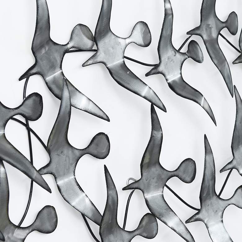Image 5 Flock 52" Wide Silver Etched Metal Wall Art more views