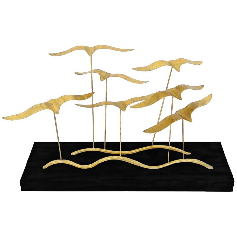 Image 1 Flock of Birds Gold and Black 24 inch Wide Table Sculpture