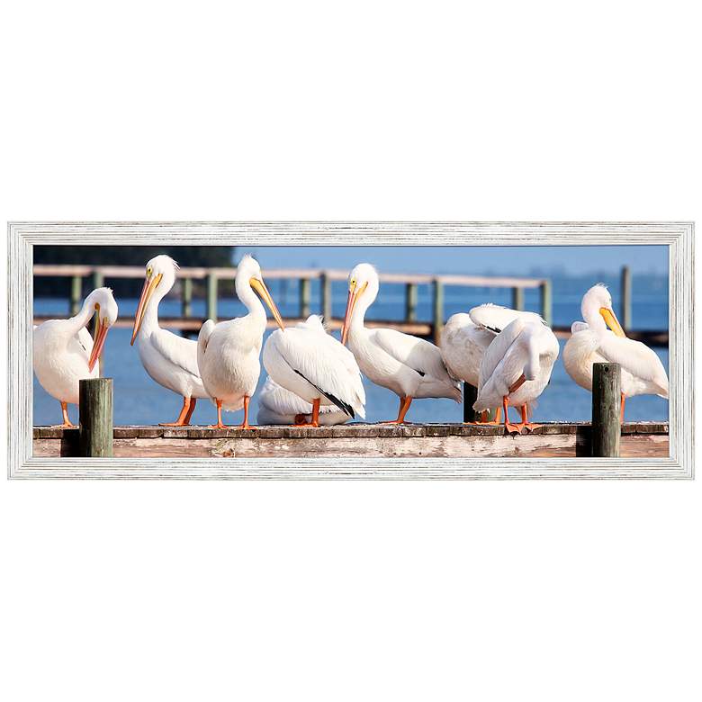 Image 3 Flock on the Dock 51" Wide Giclee Framed Wall Art